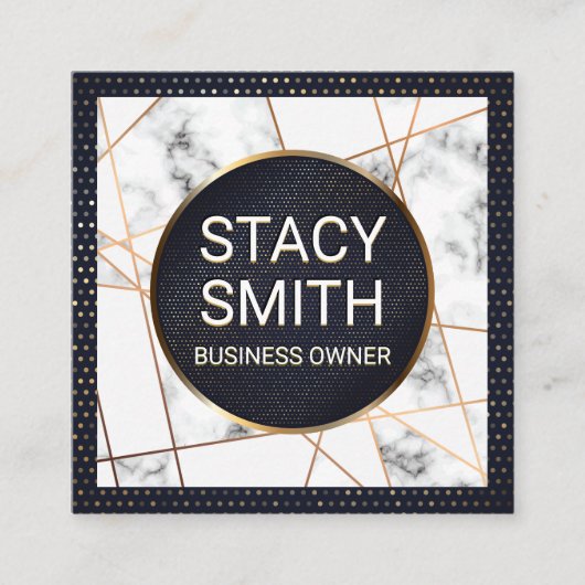 Metallic lijnen | Marmer | Goudgespikkelde banner Vierkante Visitekaartje (Voorkant)