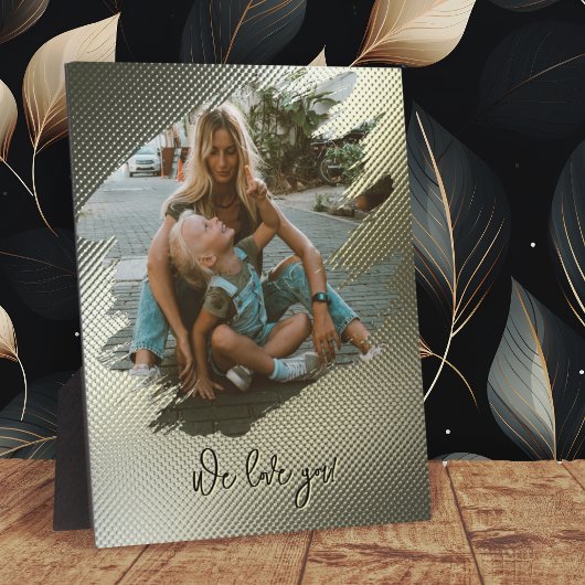 Metallic Lijst Brushstroke Familie Liefde Foto Fotoplaat