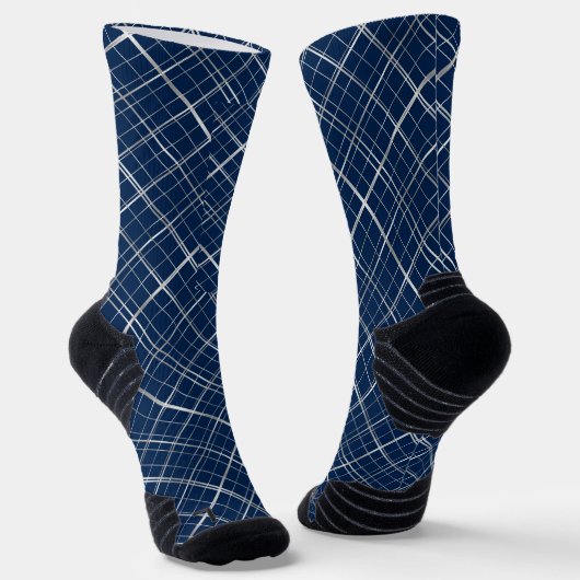 Metallic Lijst Pattern.b D Blue BG Sokken (Gebogen)