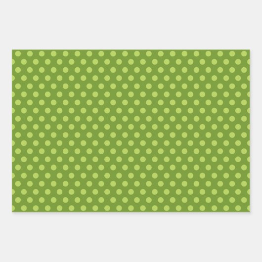 Metallic Lime Green Folie Polka Dots Kerstmis Inpakpapier Vel (Voorkant 2)