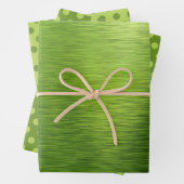 Metallic Lime Green Folie Polka Dots Kerstmis Inpakpapier Vel (In situ)