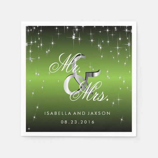 Metallic Lime Green Star-lampontwerp Servetten (Voorkant)