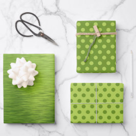 Metallic Lime Groen Folie Stippen Kerst    Inpakpapier Vel