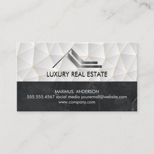 Metallic Logo onroerend goed | Geometrisch | Marme Visitekaartje (Voorkant)