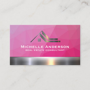Metallic Logo onroerend goed Magenta Geometric Visitekaartje