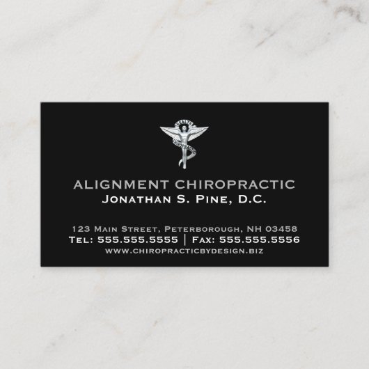 Metallic-look Chiropractic Emblem Appointback Afsprakenkaartje (Voorkant)