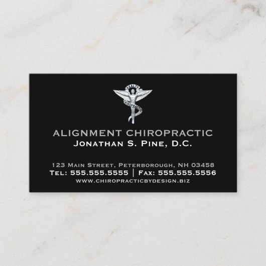 Metallic-look Chiropractic Emblem Professional Visitekaartje (Voorkant)