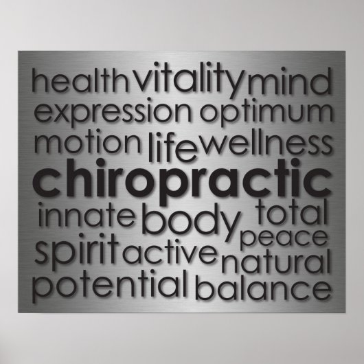 Metallic-look Chiropractic Word Collage Poster (Voorkant)