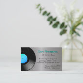 Metallic look DJ met lange afspeelplaat Contactkaartje (Staand voorkant)