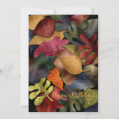 Metallic Look Fall Leaves Happy Birthday Kaart (Voorkant)