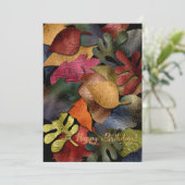Metallic Look Fall Leaves Happy Birthday Kaart (Staand voorkant)
