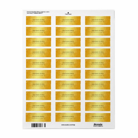 Metallic look Faux Gold Hearts Elegant Sjabloon Etiket (Full Sheet)