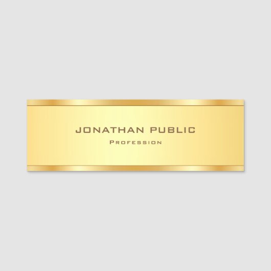 Metallic look Gold Modern Elegant Professional Top Naamplaatje (Voorkant)