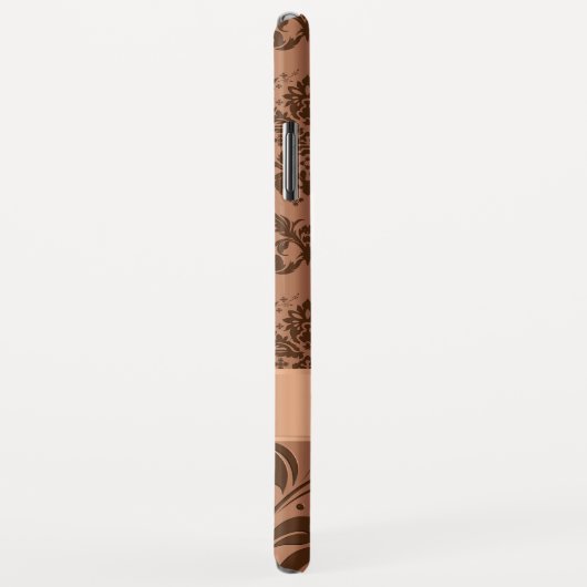 Metallic look koperbruin damast meisjesontwerp Case-Mate iPhone case (Achterkant/rechts)