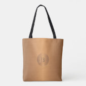 Metallic look kopercirkel naam monogram stijlvol tote bag (Achterkant)