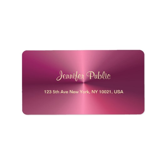 Metallic look roze Sjabloon handschrift Script-han Etiket (Voorkant)