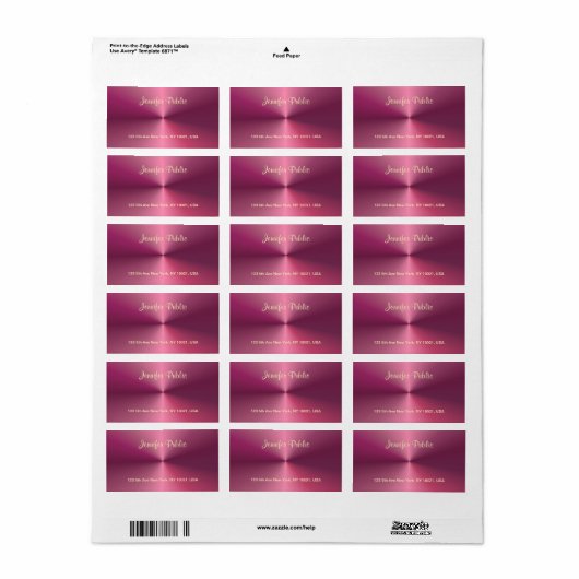 Metallic look roze Sjabloon Script Trendy Modern Etiket (Full Sheet)