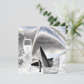 Metallic look Silver Champagne High Heels Birthday Kaart (Staand voorkant)