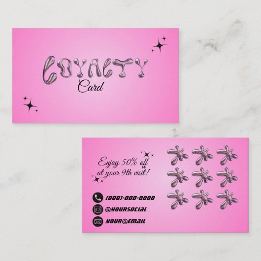 Metallic Loyalty-Kaart Visitekaartje (Voorkant / Achterkant)