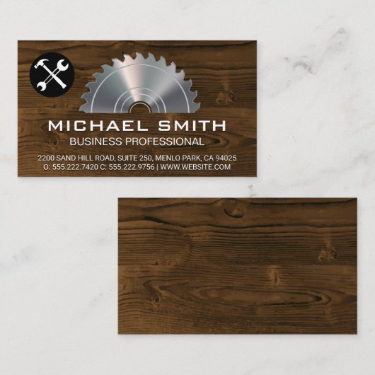 Metallic Lumber Saw | Achtergrond hout | Hulpmidde Visitekaartje (Voorkant / Achterkant)