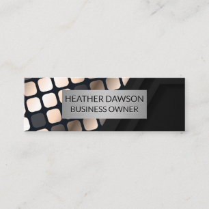 Metallic Lux Patroon   Zwart Geometrisch Mini Visitekaartje