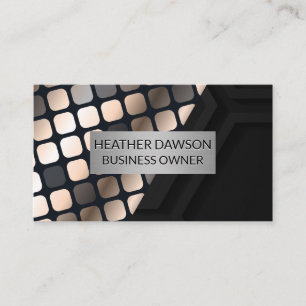 Metallic Lux Patroon   Zwart Geometrisch Visitekaartje