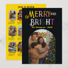 Metallic Luxe "Jaar in Review" Foto's Kerst Feestdagenkaart
