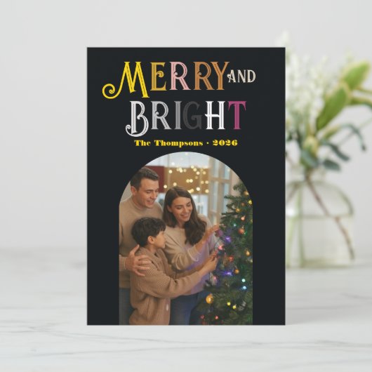 Metallic Luxe "Jaar in Review" Foto's Kerst Feestdagenkaart (Staand voorkant)