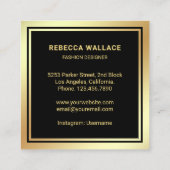 Metallic Luxurous Black Faux Gold Foil Crown Vierkante Visitekaartje (Achterkant)