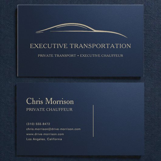 Metallic Luxury Executive Transport Navy Blue Visitekaartje