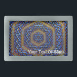 Metallic Magen David Gesp<br><div class="desc">Een koper, blauw en goud 3D fractaal afbeelding van een Magen David (Ster van David) die op een geïmpregneerd metalen paneel lijkt. Pas je aan door je eigen tekst toe te voegen.</div>