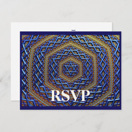  Metallic Magen David RSVP Kaartje (Voorkant / Achterkant)