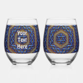 Metallic Magen David Wijnglas Zonder Voet (Achterkant)