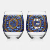 Metallic Magen David Wijnglas Zonder Voet (Voorkant)