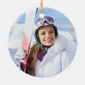 Metallic magenta Paarse handtekening monogram foto Keramisch Ornament (Achterkant)