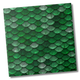 Metallic Magic Green Fish Dragon Schalen Patroon Tegeltje