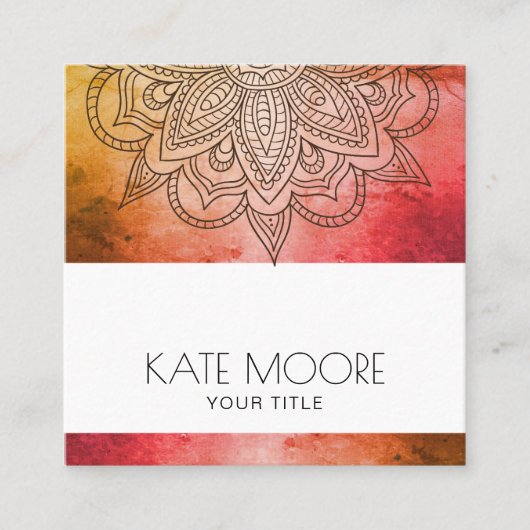 Metallic Mandala Symbol Holistic Vierkante Visitekaartje (Voorkant)