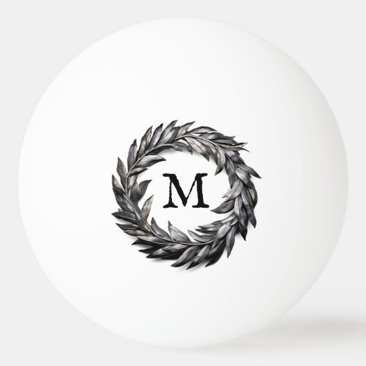 Metallic mannelijke krans met uw monogram pingpongbal (Voorkant)