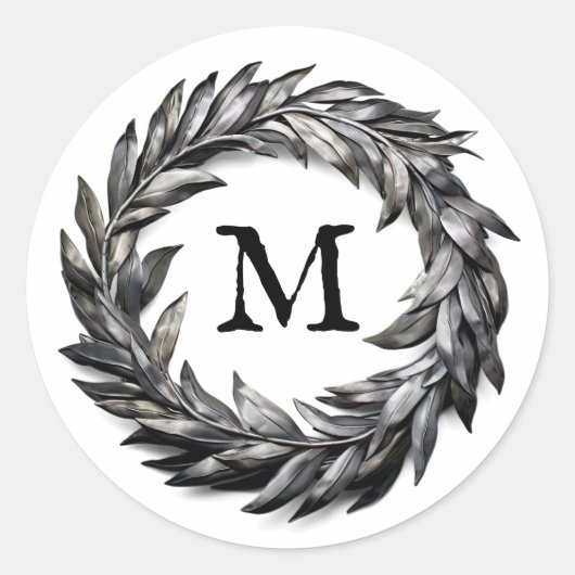 Metallic mannelijke krans met uw monogram ronde sticker (Voorkant)