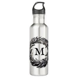 Metallic mannelijke krans met uw monogram waterfles 