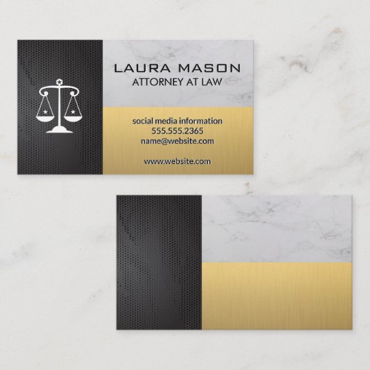 Metallic | Marmer | Goud Kleurblok Visitekaartje (Voorkant / Achterkant)