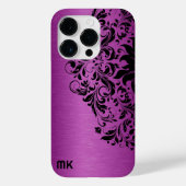 Metallic maroon Red Texture Black Lace & Text Case-Mate iPhone Case (Achterkant)
