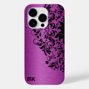 Metallic maroon Red Texture Black Lace & Text Case-Mate iPhone 14 Pro Hoesje