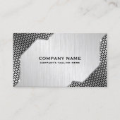 Metallic Mash & Brushed Faux Steel Auto Mechanic Visitekaartje (Voorkant)