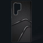 Metallic Mash Textuur Zilver Dynamische Lijn Accen Samsung Galaxy Hoesje<br><div class="desc">Zwart en grijs metallic textuur met metallic mash achtergrond geaccentueerd met dynamische zilveren streep. Modern gelikt ontwerp.</div>