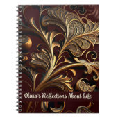 Metallic Messing Bladeren Donkerbruin Notitieboek (Voorkant)