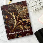 Metallic Messing Bladeren Donkerbruin Notitieboek