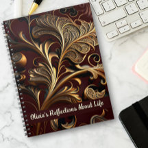 Metallic Messing Bladeren Donkerbruin Notitieboek