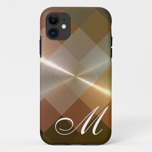 Metallic Metal Chevron Pattern en Monogram 8 Case-Mate iPhone Case (Achterkant)