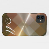 Metallic Metal Chevron Pattern en Monogram 8 Case-Mate iPhone Case (Achterkant (horizontaal))